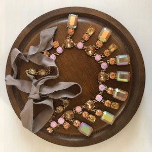 J. Crew Lavender & Gold Ribbon Necklace